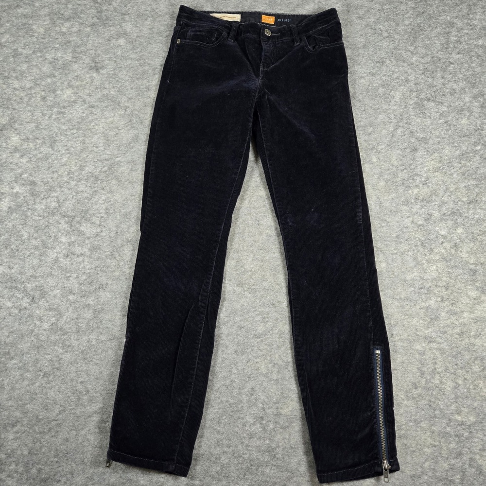 Pilcro Womens Navy Stet Ankle Zip Corduroy Stretch Slim Pants 28